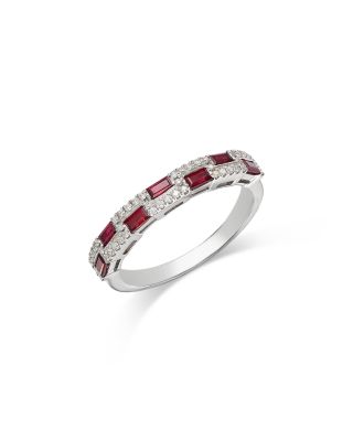 Bloomingdale's Fine Collection - Ruby & Diamond Two Row Band in 14K White Gold