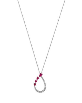 Bloomingdale's Fine Collection - Ruby & Diamond Pear Shaped Pendant Necklace in 14K White Gold