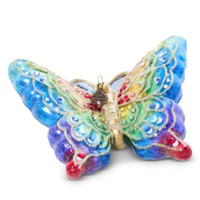 Rainbow Butterfly Glass Ornament