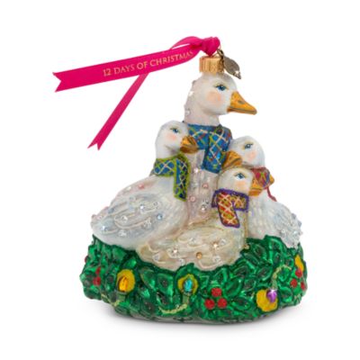 Six Geese A Laying Glass Ornament