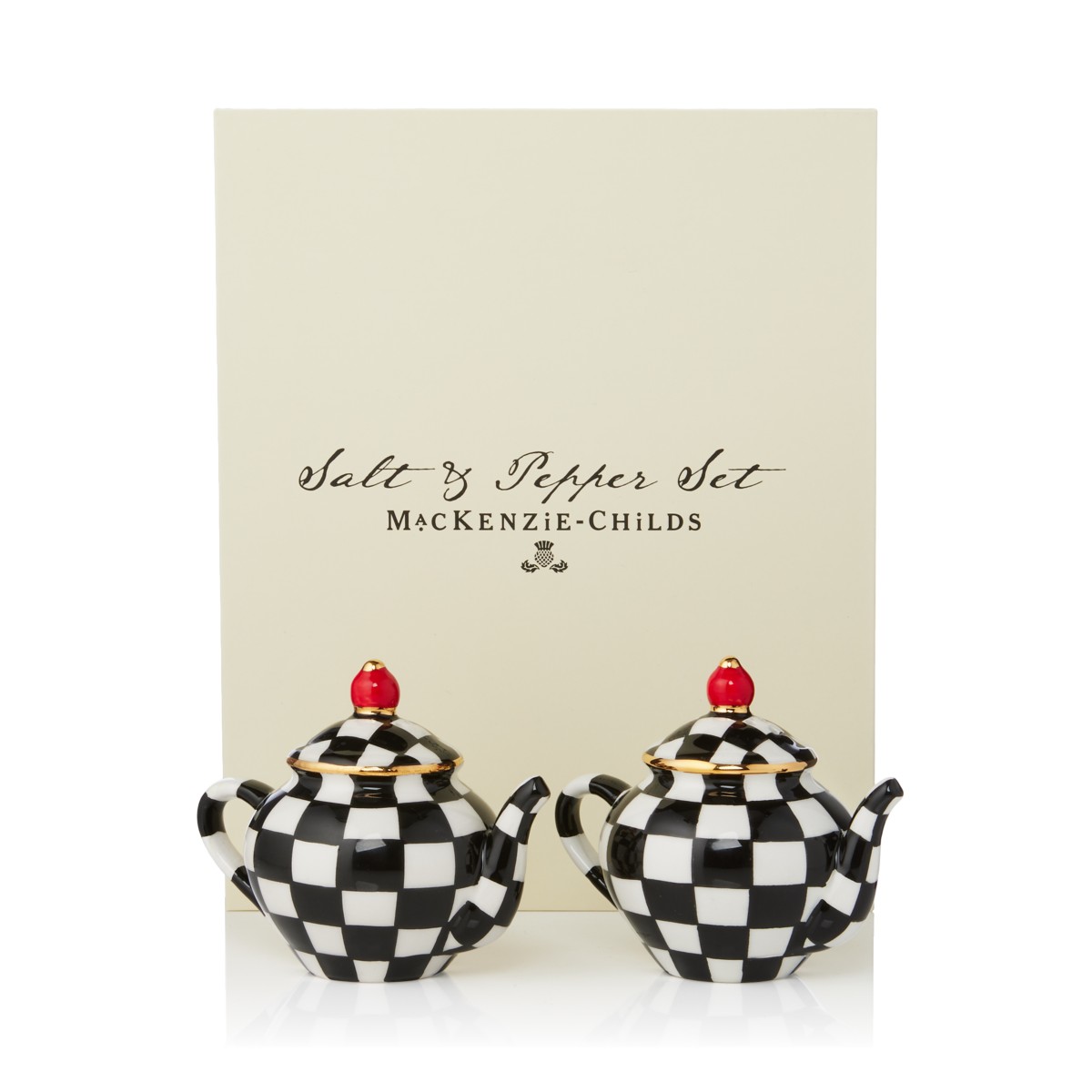 Mackenzie-childs Teapot Salt & Pepper Set in Black/White