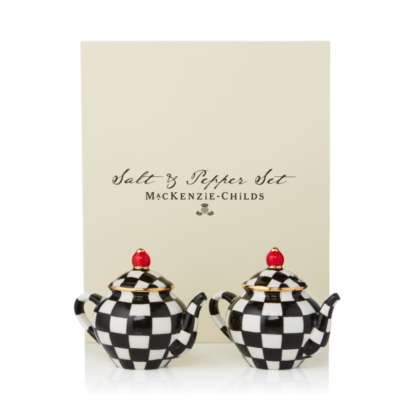 Mackenzie-childs Teapot Salt & Pepper Set in Black/White
