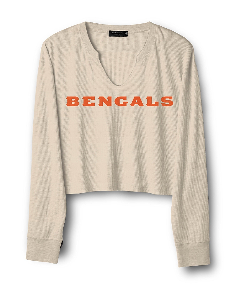 Junk Food Clothing Women's Nfl Cincinnati Bengals Sunday Crop Thermal Sweatshirt In Oatmeal