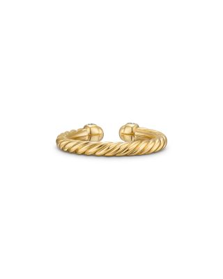 Cable Band Open Ring in 18K Yellow Gold with Diamonds, 2.8mm