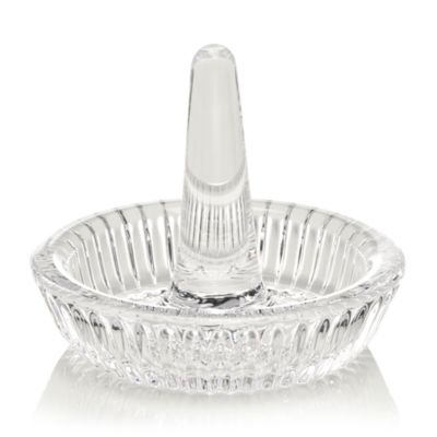 Waterford Crystal Ring Holder With Tray - Clear 3.5-inch Round Jewelry Organizer