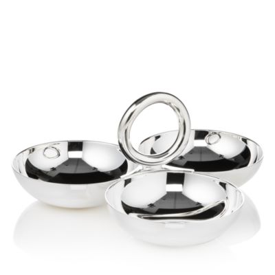 Vertigo Small 3-Part Silver Appetizer Dish
