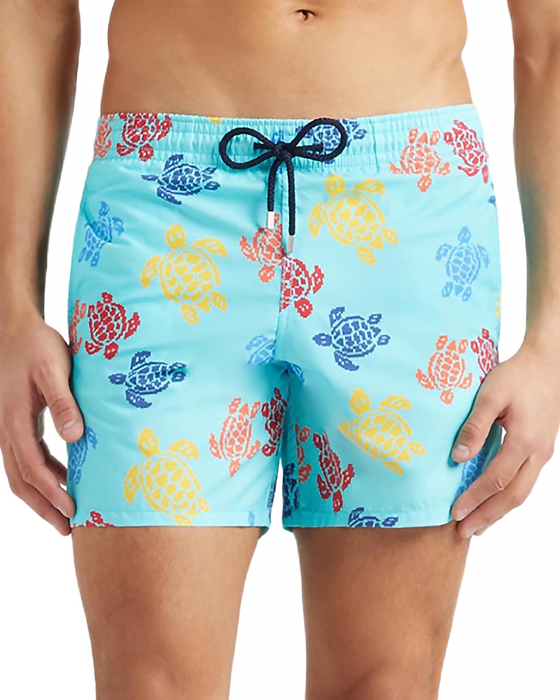 Vilebrequin Turtle Print Mistral Swim Shorts In Carribean