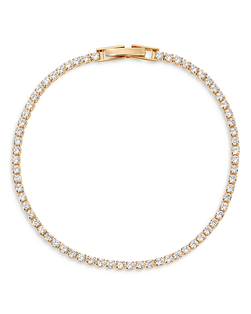 Ettika 18k Gold Plated Minimalist Crystal Tennis Bracelet In Gold