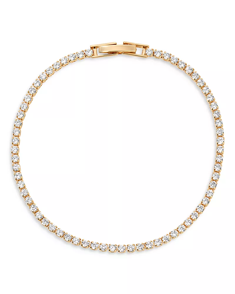 Ettika Minimalist Crystal Tennis Bracelet in 18K Gold Plated