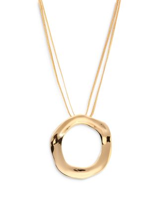 Open Circle Statement Pendant Necklace, 11&amp;quot;-16&amp;quot;