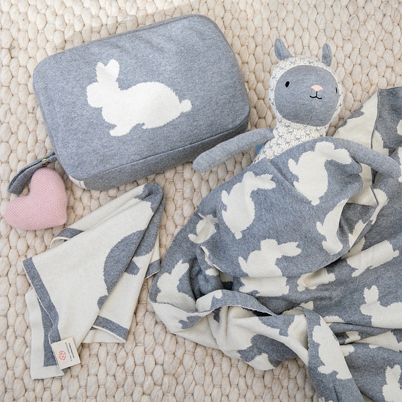 Pink Lemonade Bunny Baby Set In Gray/natural