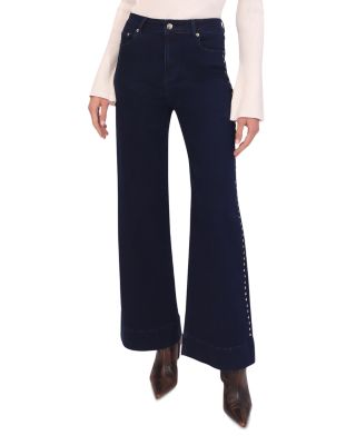 Bagatelle - Studded High Rise Wide Leg Jeans in Indigo Wash