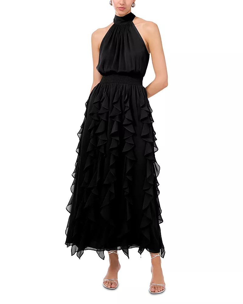 1.state Sleeveless Cascading Ruffle Maxi Dress