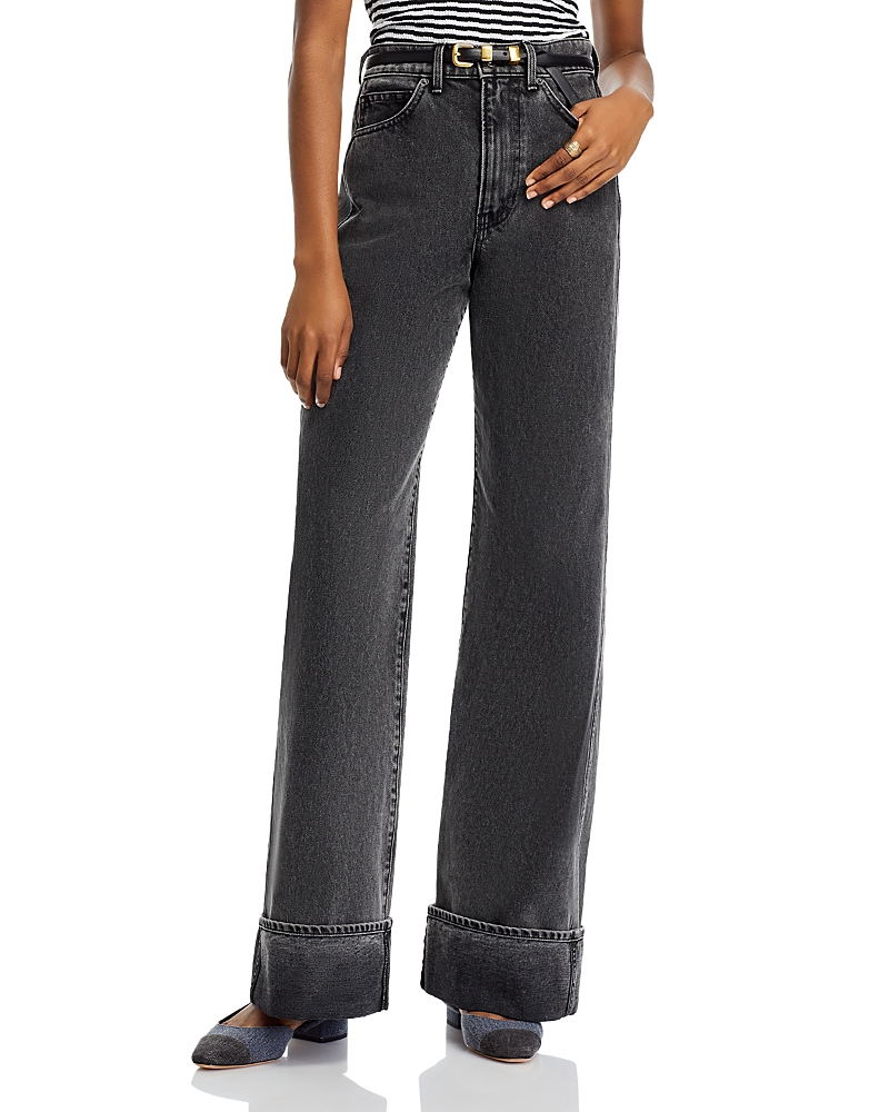 Veronica Beard Taylor High Rise Wide Leg Jeans In Stoned Wash In Stoned Wash