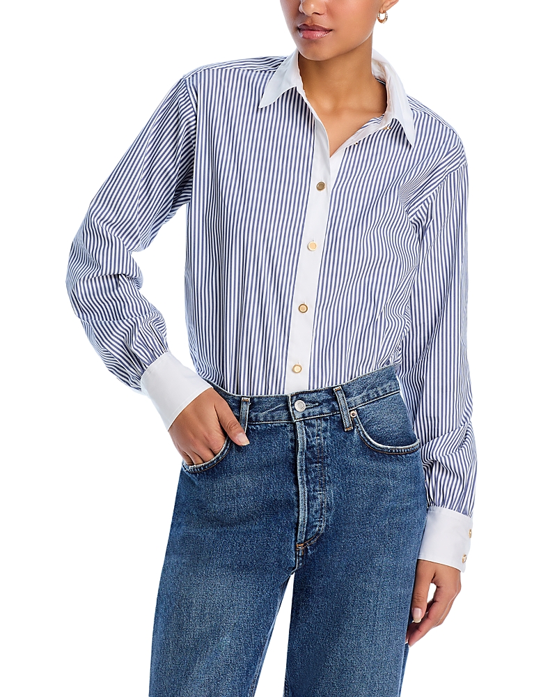Frame The Borrowed Shirt In Dark Chambray
