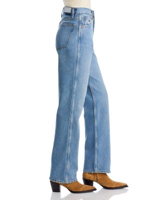 90s Cotton High Rise Loose Wide Leg Jeans in Worn Blue