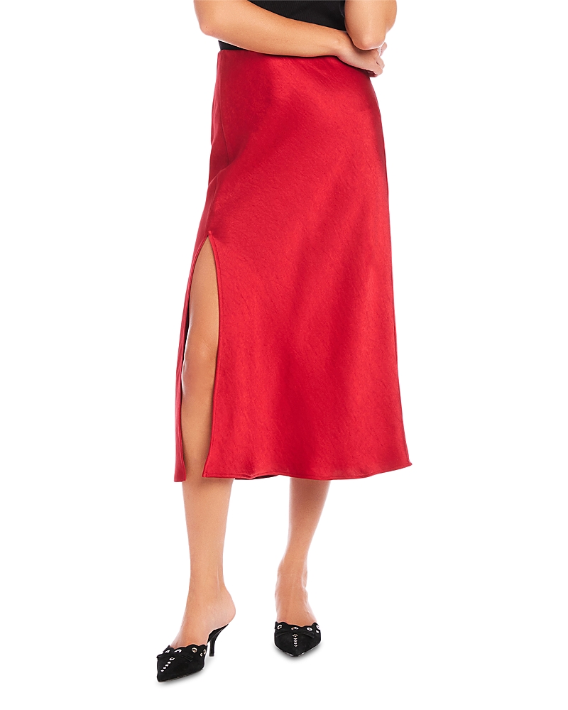 Fifteen Twenty Brielle Side Slit Midi Skirt In Cherry In Red