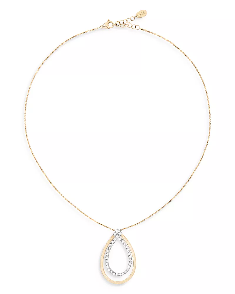 Marco Bicego 18K Yellow Gold Masai Diamond Double Pear Pendant Necklace, 16.5