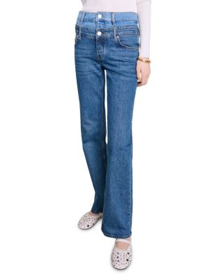 Maje - Pacyn Double Waistband Straight Leg Jeans in Blue