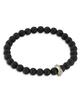 Men's 18K Rose Gold Onyx & Diamond Origami Beaded Bracelet