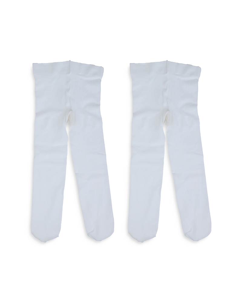 Capelli Girls' Nylon Tights, 2 Pack - Little Kid In White