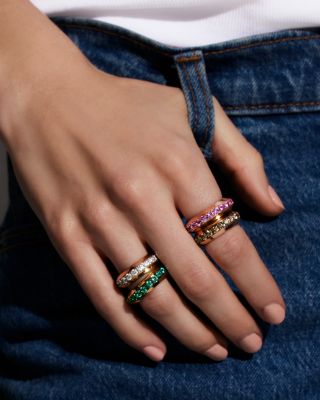 18K Rose Gold Emerald Grant Angled Band