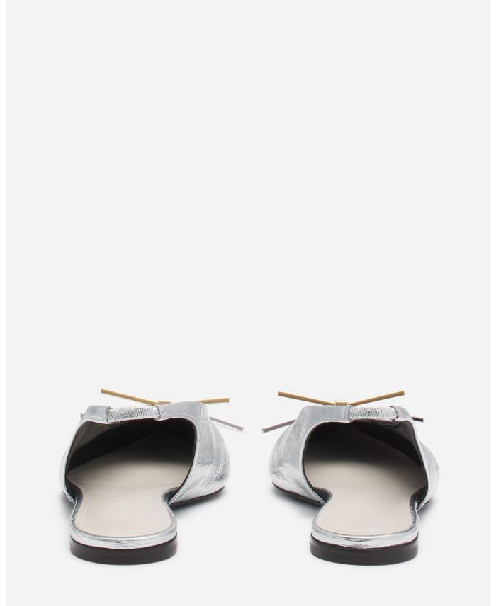 Women's Bow Slingback Flat Metallic Leather