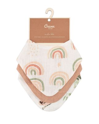 Rainbow/Butterfly Muslin Bibs, 3 Pack - Ages 0-3