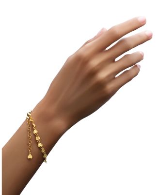 18K Yellow Gold Endless Wings of Love, Folded Heart Link Bracelet