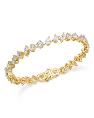 Bloomingdale's Fine Collection - Lab Grown Diamond Mixed Cut Tennis Bracelet in 18K Yellow Gold, 10.00 ct. t.w.