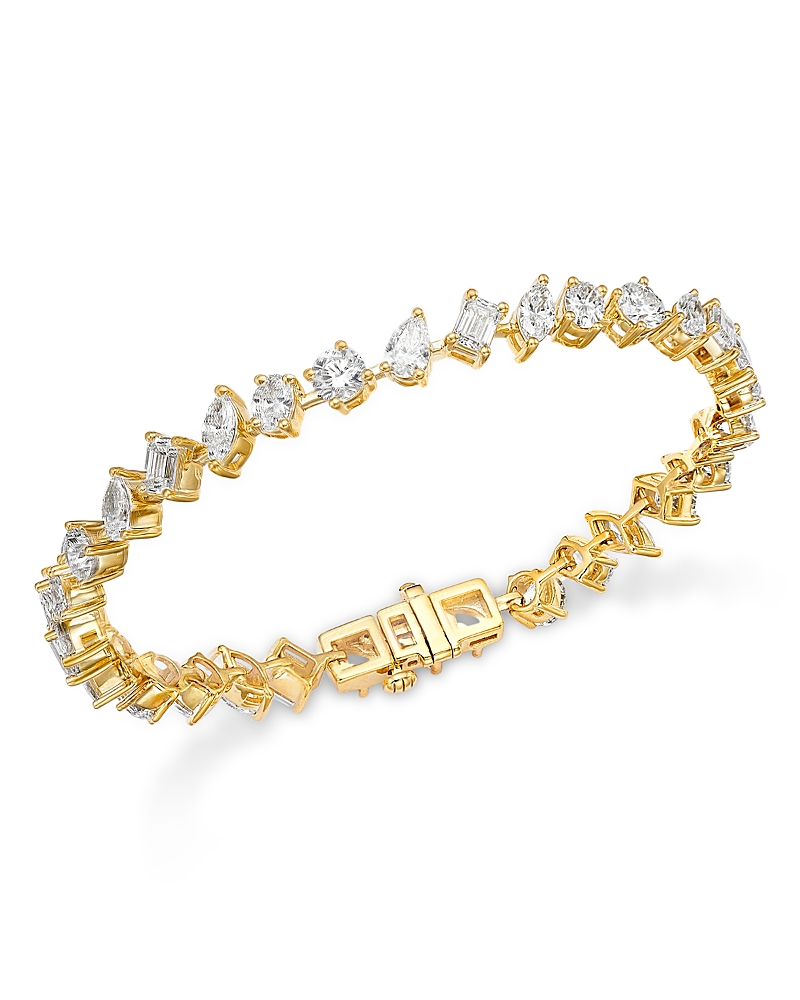 Bloomingdale’s Fine Collection Certified Lab Grown Diamond Mixed Cut Tennis Bracelet in 18K Yellow Gold, 10.00 tcw