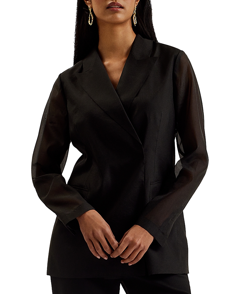 Ted Baker Organza Collared Blazer In Black