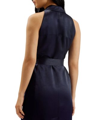 Teerud Tailored Satin Belted Midi Dress