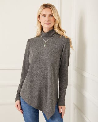 Asymmetric Hem Turtleneck Sweater