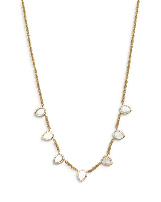 Argento Vivo - Mother Of Pearl Statement Necklace in 18K Gold Plated Sterling Silver, 16"-18"