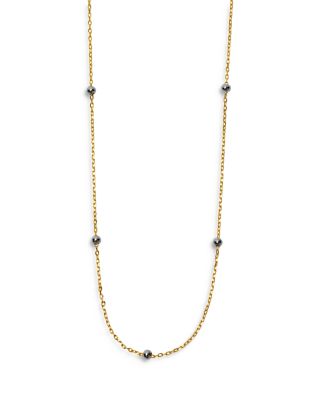 Argento Vivo - Ball Station Necklace in Two Tone Sterling Silver, 24"