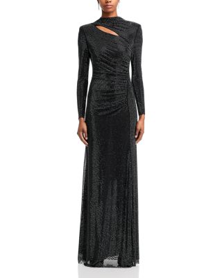 Black Rhinestone Mesh Cut Out Gown