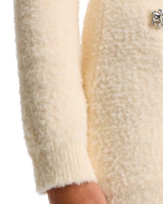 Cream Rhinestone Trim Knit Cardigan