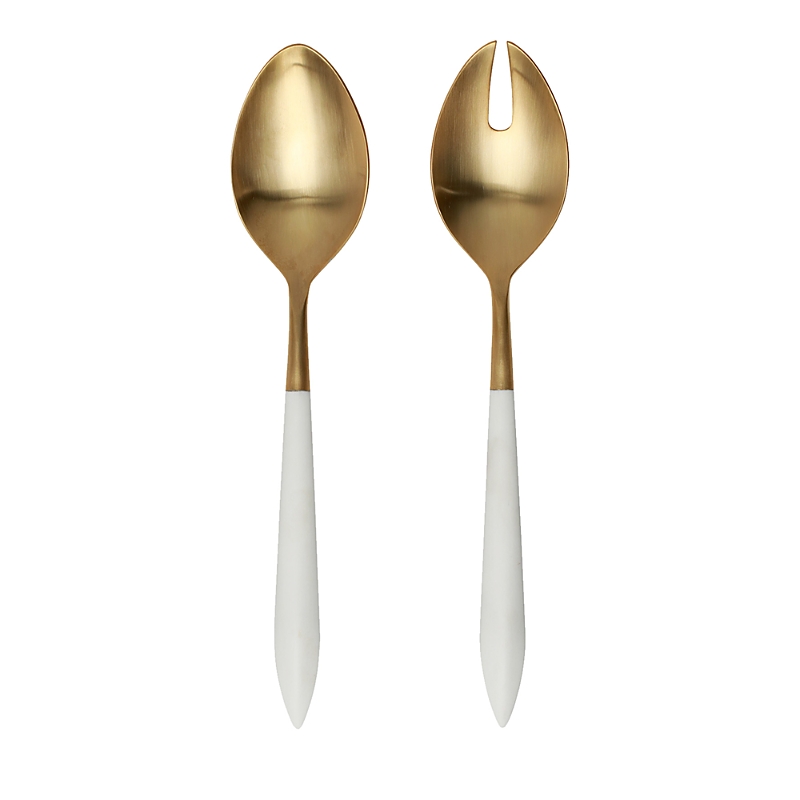 Vietri Ares Oro And White Salad Serving Set In White