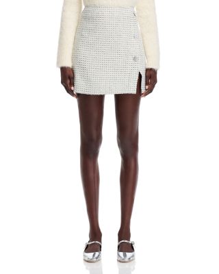 Slit Tweed Mini Skirt