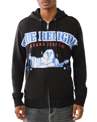 True Religion Raw Overt Cotton Blend Logo Print Regular-Fit Full-Zip Hoodie