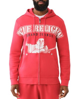 True Religion Raw Overt Cotton Blend Logo Print Regular-Fit Full-Zip Hoodie