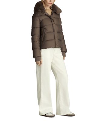 Vera Shearling Trim Down Coat 