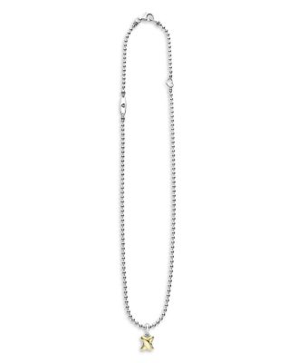 18K Yellow Gold & Sterling Silver Embrace X Pendant Necklace, 16-18"
