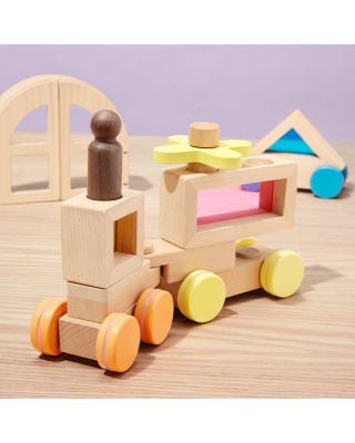 Rainbow Blocks and Cars Building Set - Ages 18 months+