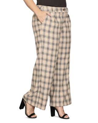 Plus Size Plaid Wide Leg Pants