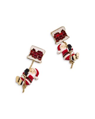 BAUBLEBAR - Hurry Down The Chimney Crystal & Santa Drop Earrings in Gold Tone