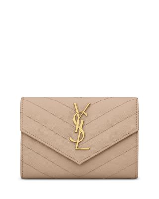 Saint Laurent Cassandre Matelasse Small Envelope Wallet in Grain De Poudre Embossed Leather