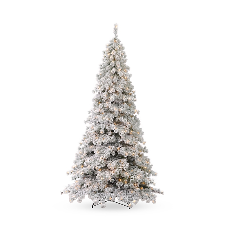 Seasonal Llc Flocked Winter Fir 6.5' Tree With Warm White Led Lights In Open Green