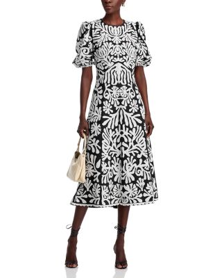 Agathe  Appliqu&eacute;d Puff Sleeve Dress